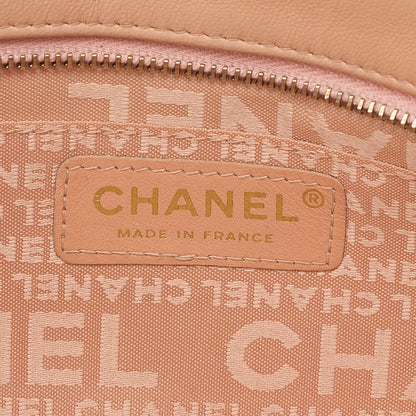 CHANEL Lambskin x Satin Chocolate Bar Ribbon Chain Shoulder Beige Silver-Tone Hardware, Pre-Owned