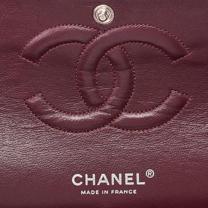 CHANEL Calfskin Matelasse Double Flap 25cm Chain Shoulder Navy Silver-Tone Hardware, Pre-Owned