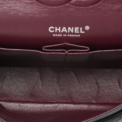 CHANEL Calfskin Matelasse Double Flap 25cm Chain Shoulder Navy Silver-Tone Hardware, Pre-Owned