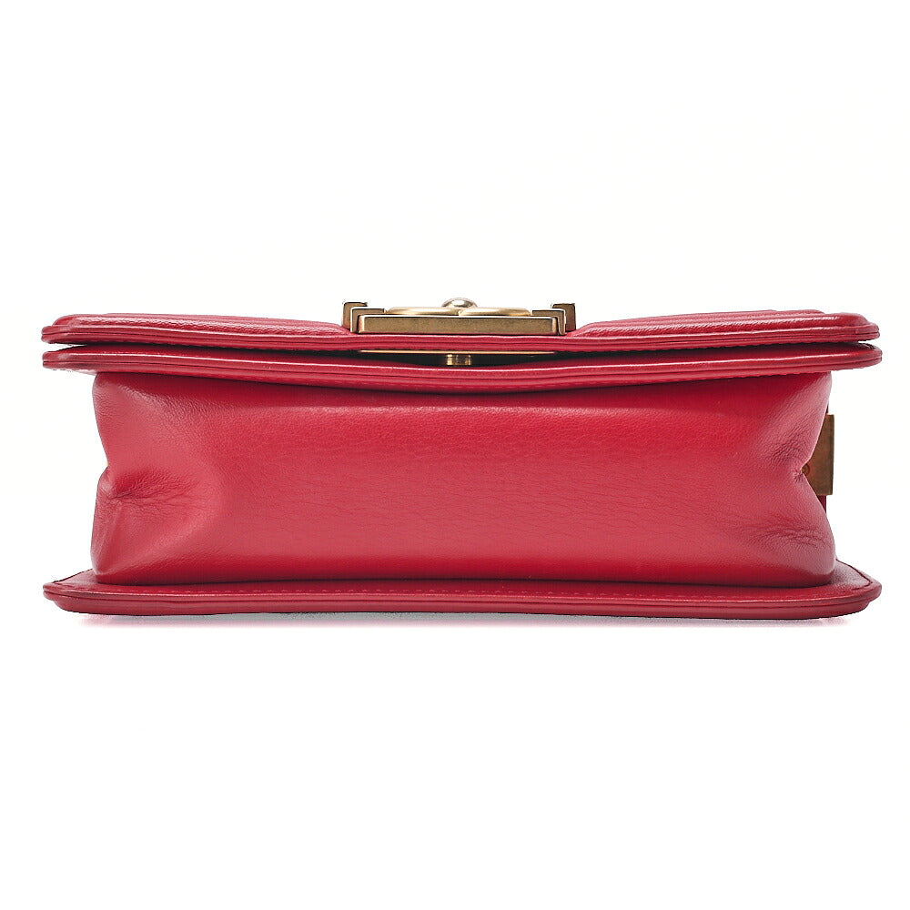 CHANEL Lambskin Matelasse Boy Chanel 20 Chain Shoulder Red Silver-Tone Hardware, Pre-Owned