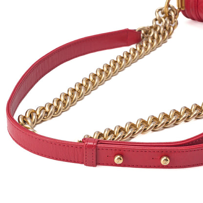 CHANEL Lambskin Matelasse Boy Chanel 20 Chain Shoulder Red Silver-Tone Hardware, Pre-Owned