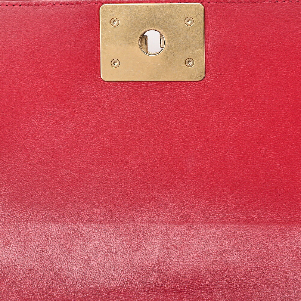 CHANEL Lambskin Matelasse Boy Chanel 20 Chain Shoulder Red Silver-Tone Hardware, Pre-Owned