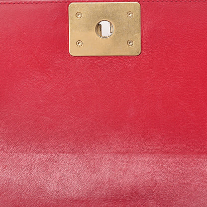 CHANEL Lambskin Matelasse Boy Chanel 20 Chain Shoulder Red Silver-Tone Hardware, Pre-Owned