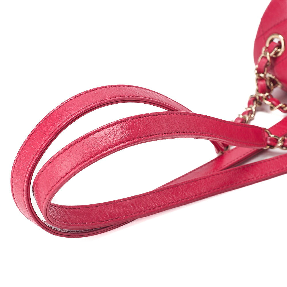 CHANEL Wrinkled Enamel x Lamb Matelasse Turn Lock Chain Backpack Drawstring Type Chain Shoulder Red Gold-Tone Hardware, Pre-Owned