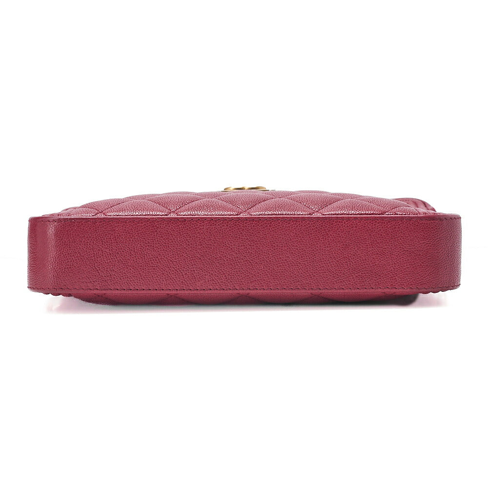 CHANEL Boy Chanel Chain Wallet Caviar Skin Red Gold-Tone Hardware, Pre-Owned