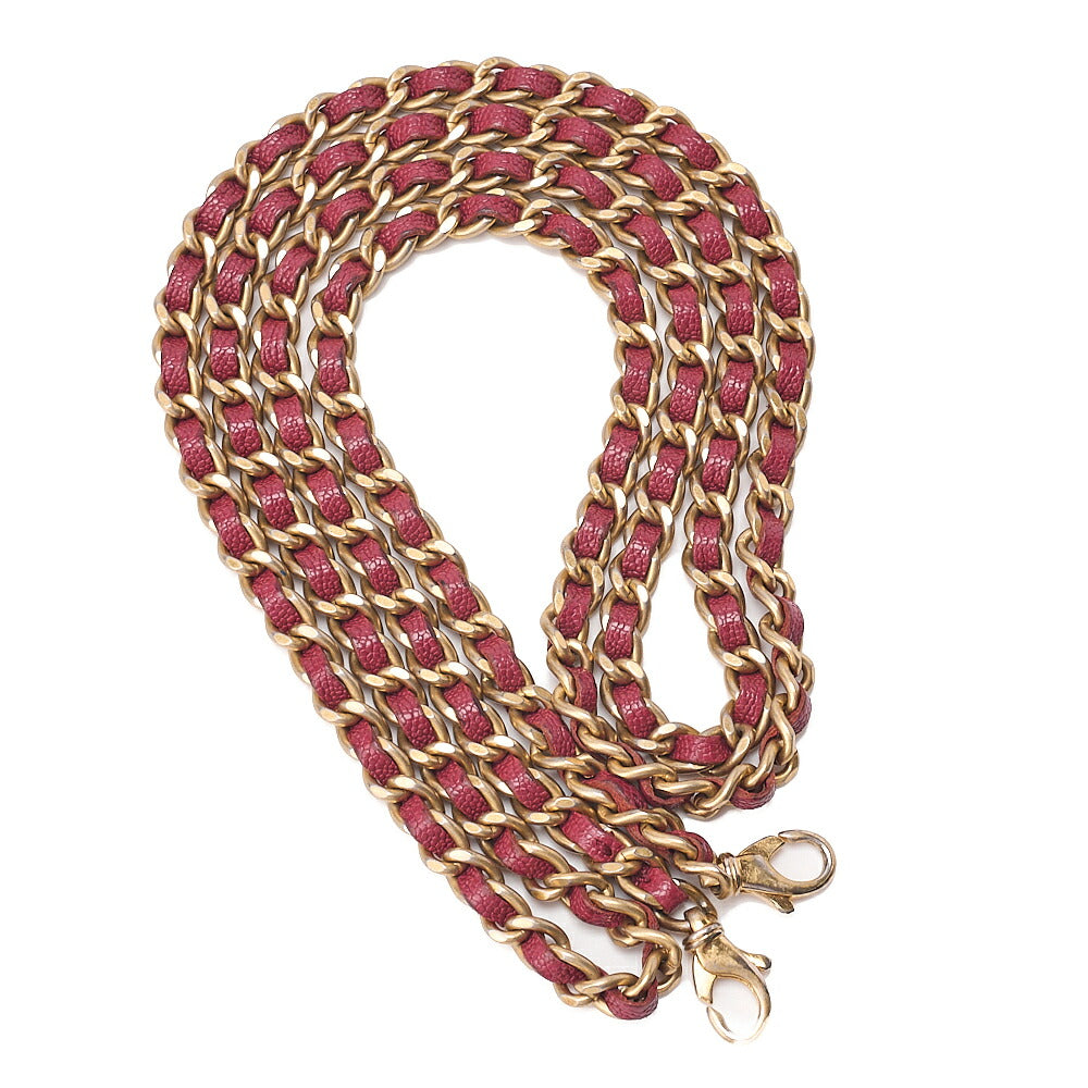 CHANEL Boy Chanel Chain Wallet Caviar Skin Red Gold-Tone Hardware, Pre-Owned