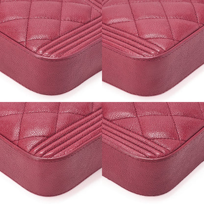 CHANEL Boy Chanel Chain Wallet Caviar Skin Red Gold-Tone Hardware, Pre-Owned