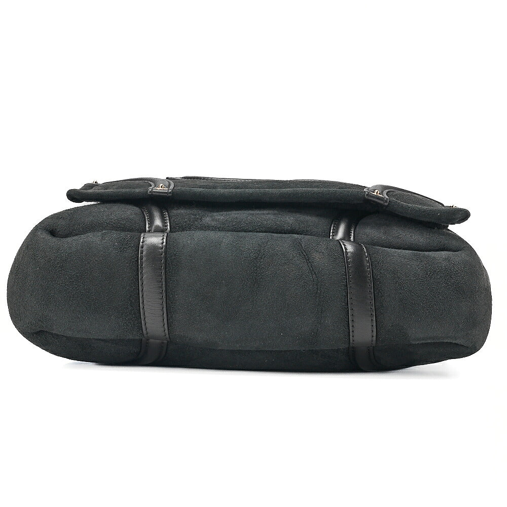 CHANEL Suede x Cotton x Lamb Coco Mark Full Flap Shoulder Bag Black Gold-Tone Hardware, Pre-Owned