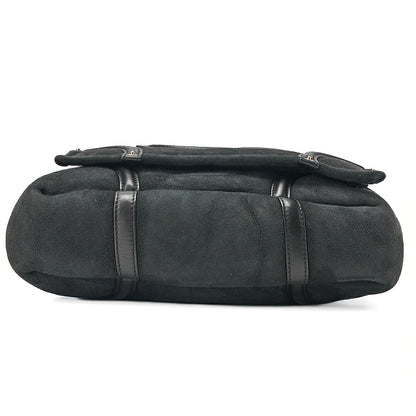 CHANEL Suede x Cotton x Lamb Coco Mark Full Flap Shoulder Bag Black Gold-Tone Hardware, Pre-Owned