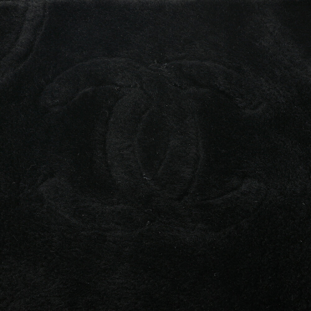 CHANEL Suede x Cotton x Lamb Coco Mark Full Flap Shoulder Bag Black Gold-Tone Hardware, Pre-Owned