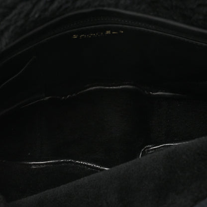 CHANEL Suede x Cotton x Lamb Coco Mark Full Flap Shoulder Bag Black Gold-Tone Hardware, Pre-Owned