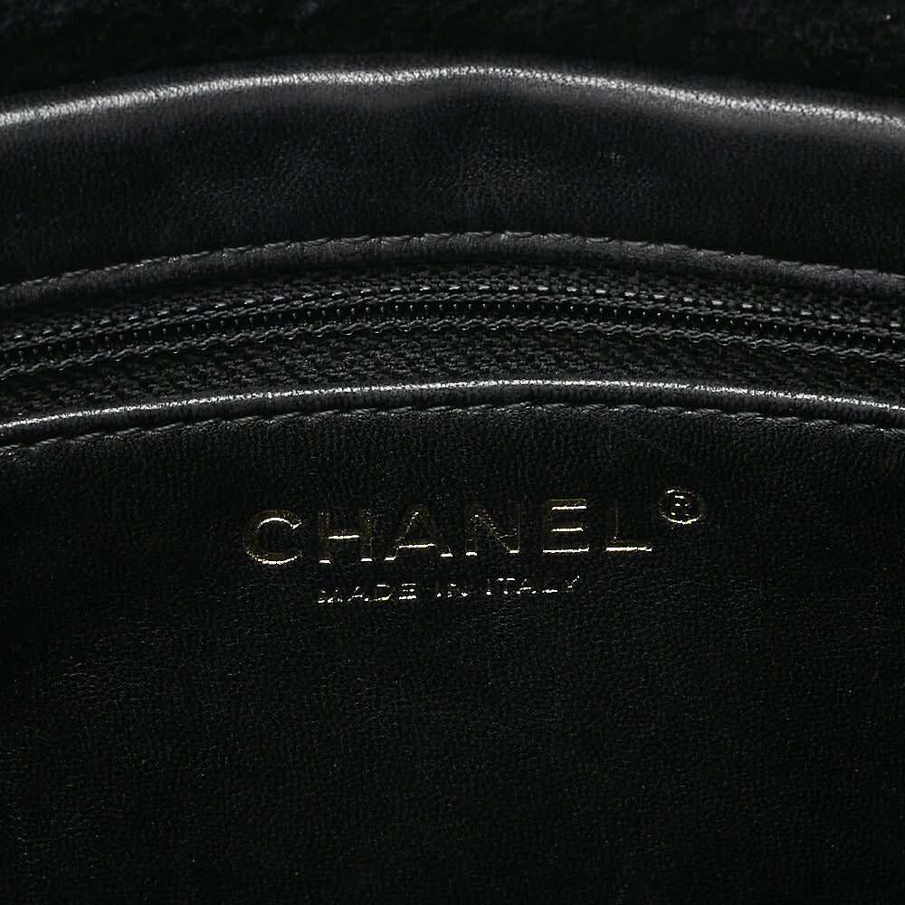 CHANEL Suede x Cotton x Lamb Coco Mark Full Flap Shoulder Bag Black Gold-Tone Hardware, Pre-Owned