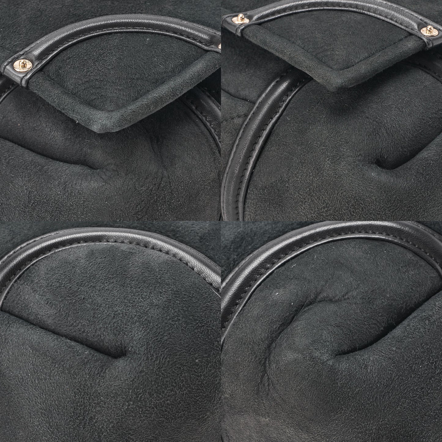 CHANEL Suede x Cotton x Lamb Coco Mark Full Flap Shoulder Bag Black Gold-Tone Hardware, Pre-Owned