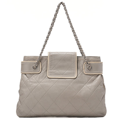 CHANEL Matelasse 2.55 Lock Chain Shoulder Lambskin Gray Silver-Tone Hardware, Pre-Owned