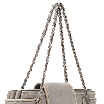 CHANEL Matelasse 2.55 Lock Chain Shoulder Lambskin Gray Silver-Tone Hardware, Pre-Owned