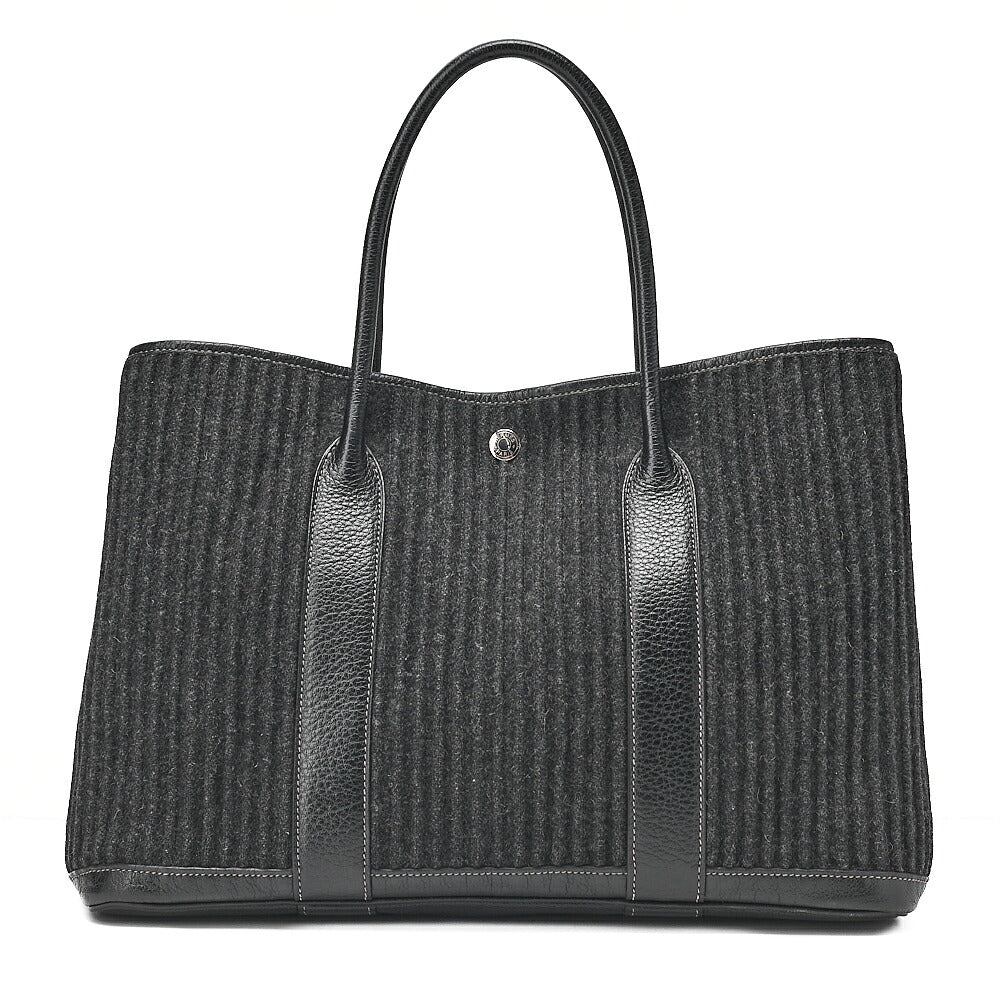 HERMES Hermes Garden Party PM Tote Bag Felt Black Silver-Tone Hardware, Pre-Owned