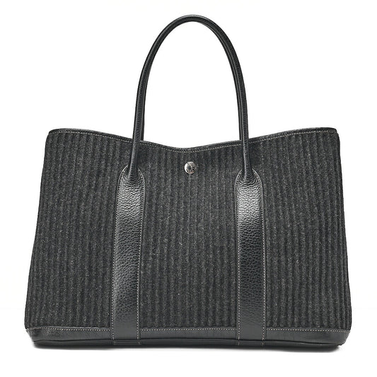 HERMES Hermes Garden Party PM Tote Bag Felt Black Silver-Tone Hardware, Pre-Owned