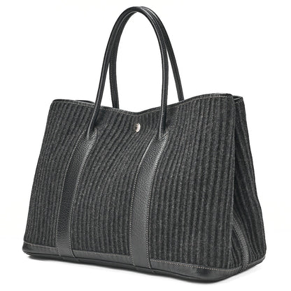 HERMES Hermes Garden Party PM Tote Bag Felt Black Silver-Tone Hardware, Pre-Owned