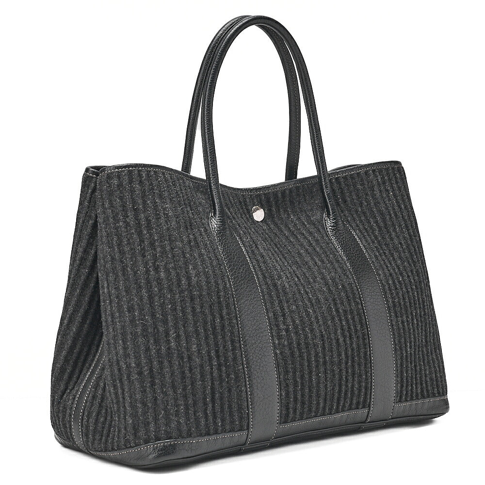 HERMES Hermes Garden Party PM Tote Bag Felt Black Silver-Tone Hardware, Pre-Owned