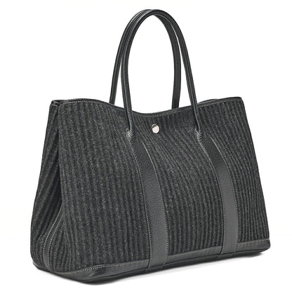 HERMES Hermes Garden Party PM Tote Bag Felt Black Silver-Tone Hardware, Pre-Owned