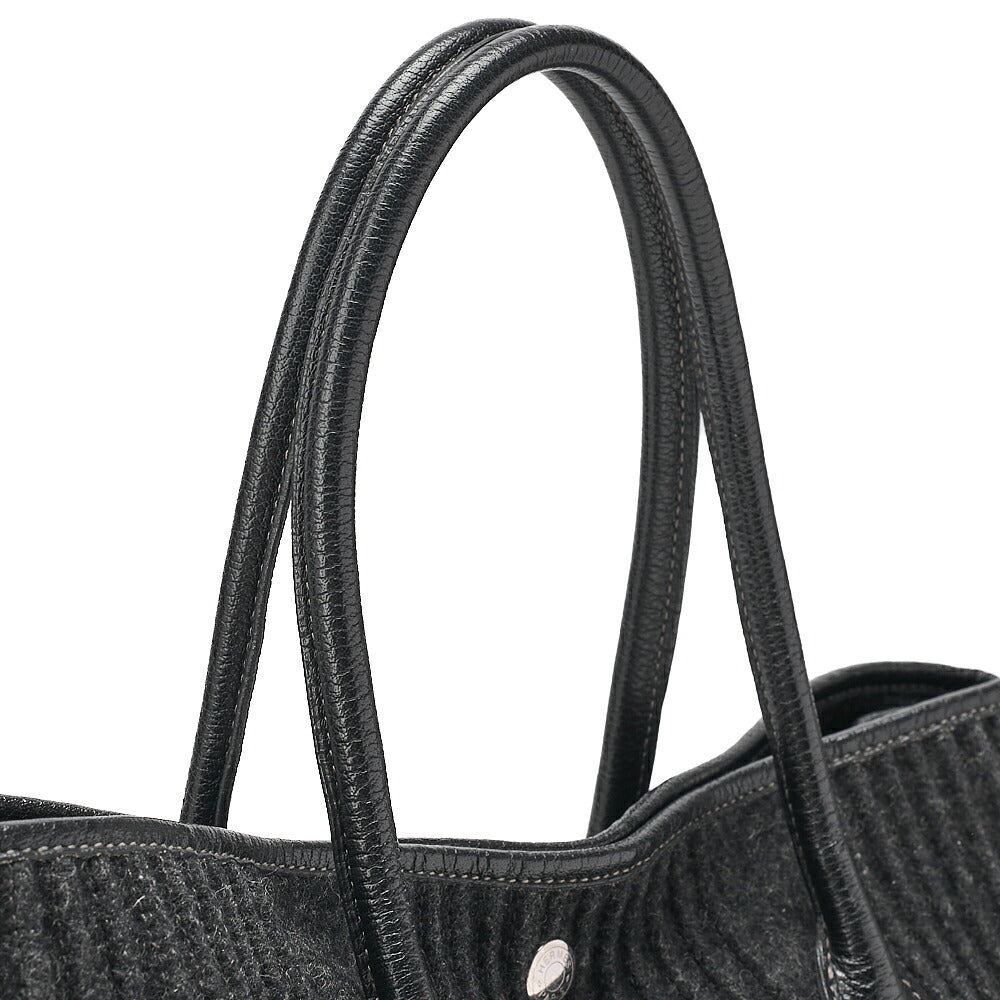 HERMES Hermes Garden Party PM Tote Bag Felt Black Silver-Tone Hardware, Pre-Owned
