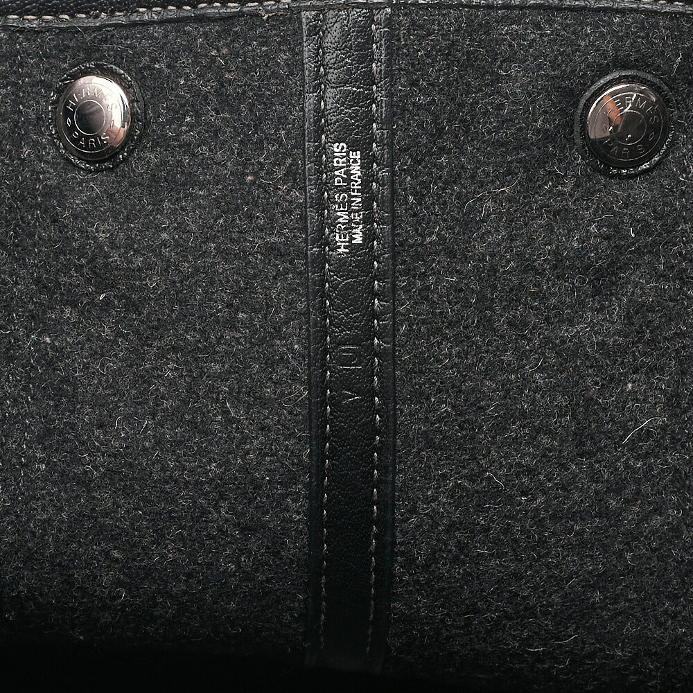 HERMES Hermes Garden Party PM Tote Bag Felt Black Silver-Tone Hardware, Pre-Owned
