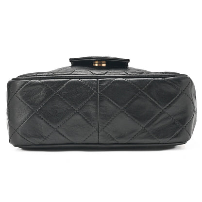 CHANEL Lambskin Matelasse with Fringe Graphic Chain Shoulder Black Gold-Tone Hardware, Pre-Owned