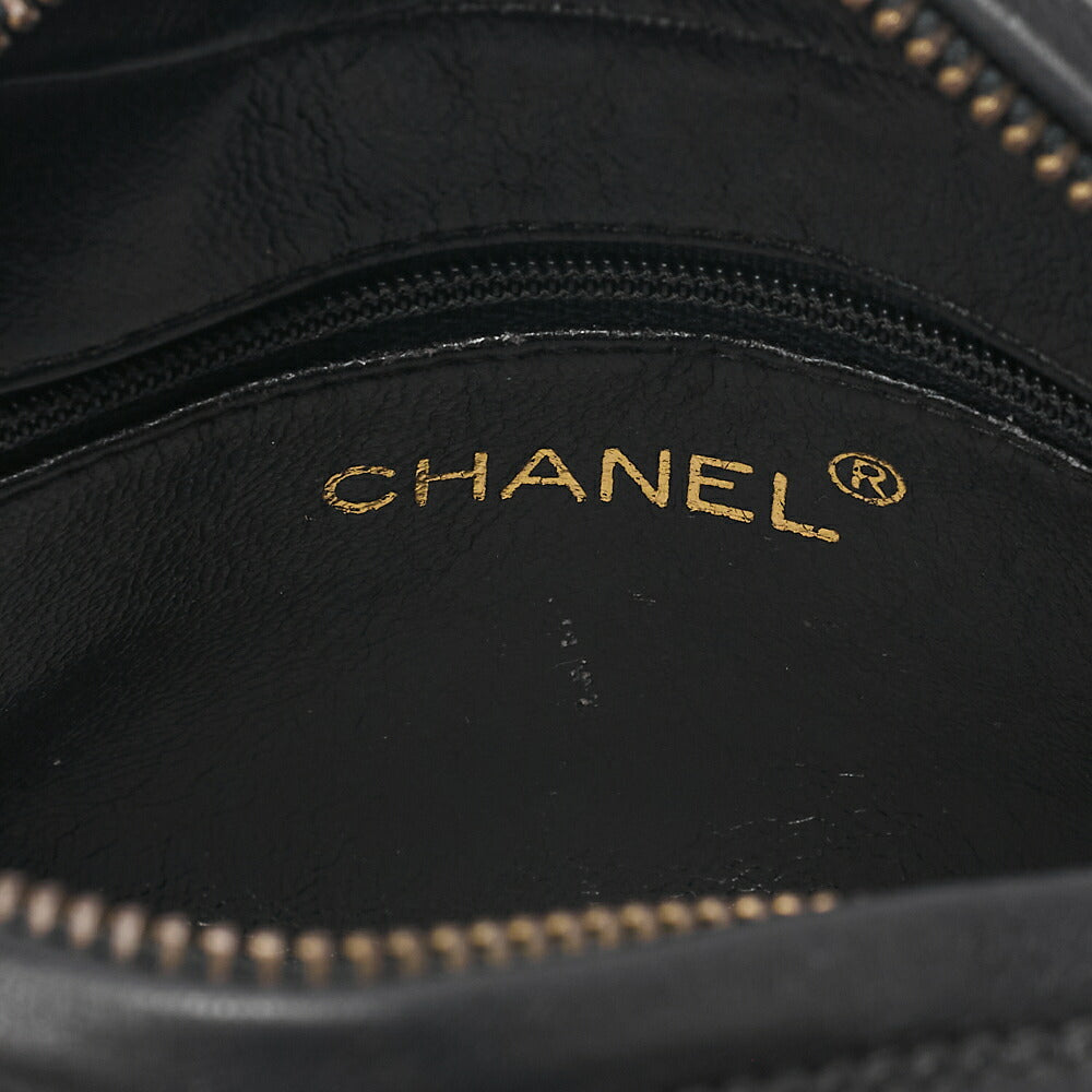 CHANEL Lambskin Matelasse with Fringe Graphic Chain Shoulder Black Gold-Tone Hardware, Pre-Owned
