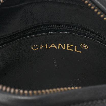 CHANEL Lambskin Matelasse with Fringe Graphic Chain Shoulder Black Gold-Tone Hardware, Pre-Owned