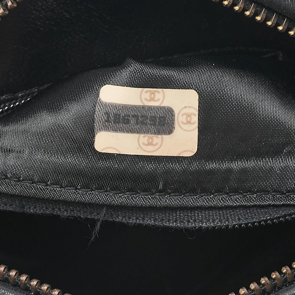 CHANEL Lambskin Matelasse with Fringe Graphic Chain Shoulder Black Gold-Tone Hardware, Pre-Owned
