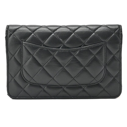 CHANEL Chanel Matelasse Chain Wallet Lambskin Black Gold-Tone Hardware, Pre-Owned