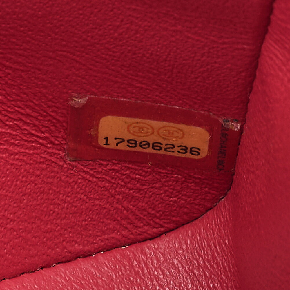 CHANEL Chain Shoulder Bag Mini Matelasse 17cm Caviar Skin Red Silver-Tone Hardware, Pre-Owned