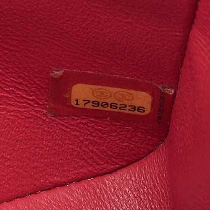 CHANEL Chain Shoulder Bag Mini Matelasse 17cm Caviar Skin Red Silver-Tone Hardware, Pre-Owned