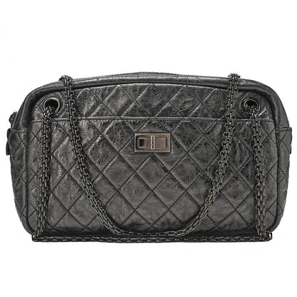 CHANEL Vintage Calf Matelasse 2.55 Turn Lock 2.55 Chain Shoulder Black-Tone Hardware, Pre-Owned