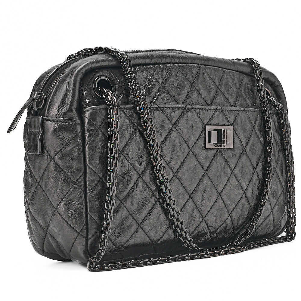 CHANEL Vintage Calf Matelasse 2.55 Turn Lock 2.55 Chain Shoulder Black-Tone Hardware, Pre-Owned