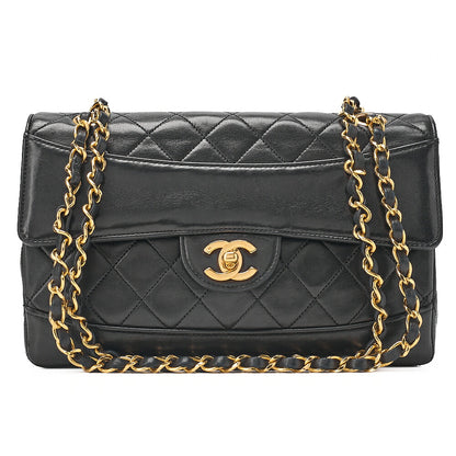 CHANEL Lambskin Matelasse Design Flap Single Chain Shoulder Black Gold-Tone Hardware, Pre-Owned