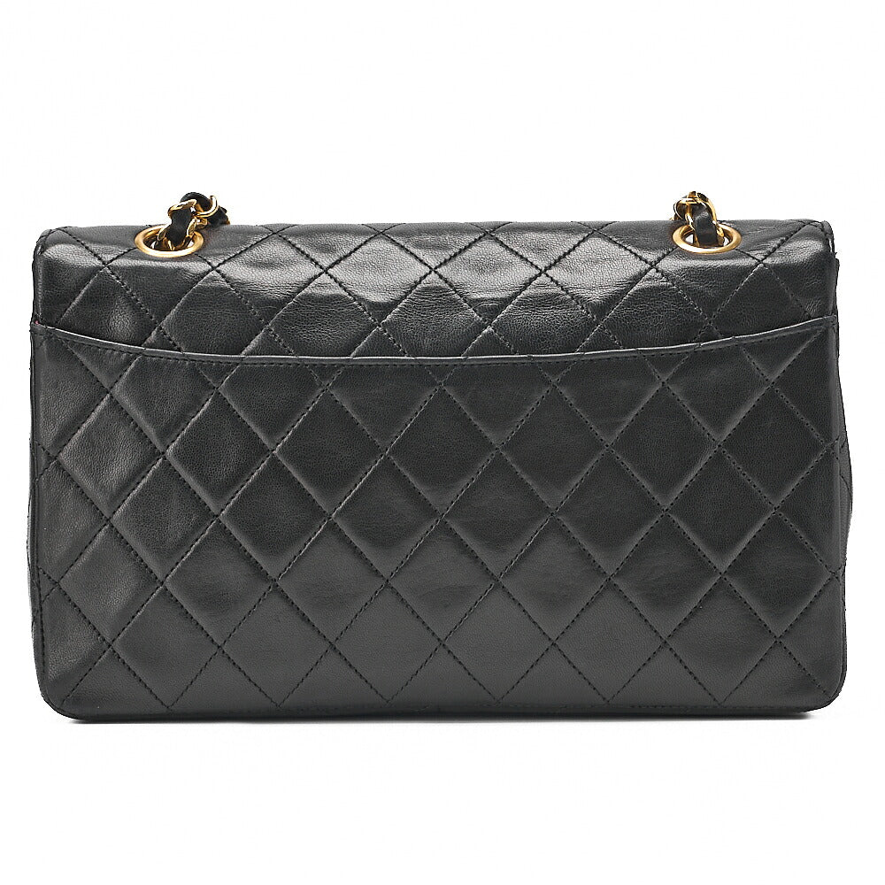 CHANEL Lambskin Matelasse Design Flap Single Chain Shoulder Black Gold-Tone Hardware, Pre-Owned