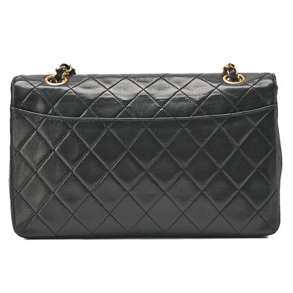 CHANEL Lambskin Matelasse Design Flap Single Chain Shoulder Black Gold-Tone Hardware, Pre-Owned