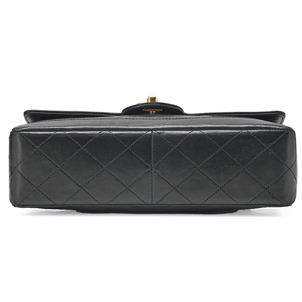 CHANEL Lambskin Matelasse Design Flap Single Chain Shoulder Black Gold-Tone Hardware, Pre-Owned