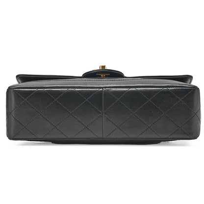 CHANEL Lambskin Matelasse Design Flap Single Chain Shoulder Black Gold-Tone Hardware, Pre-Owned
