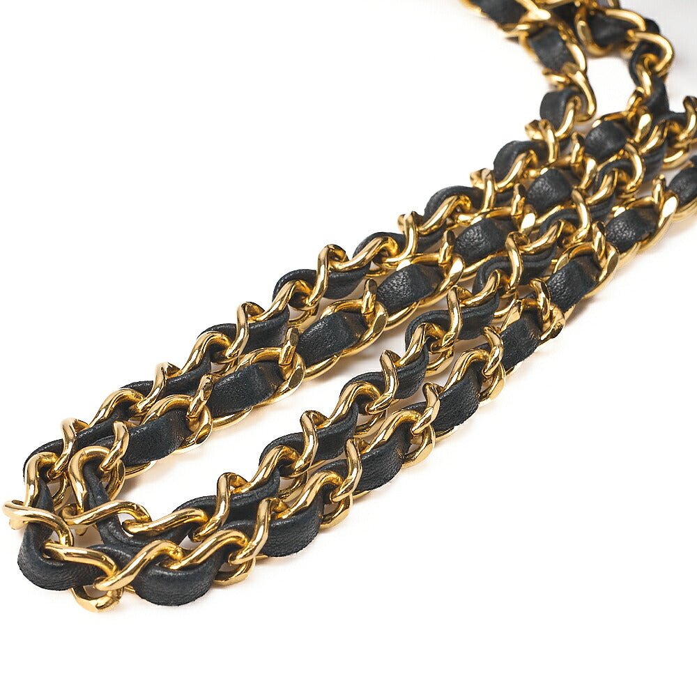 CHANEL Lambskin Matelasse Design Flap Single Chain Shoulder Black Gold-Tone Hardware, Pre-Owned