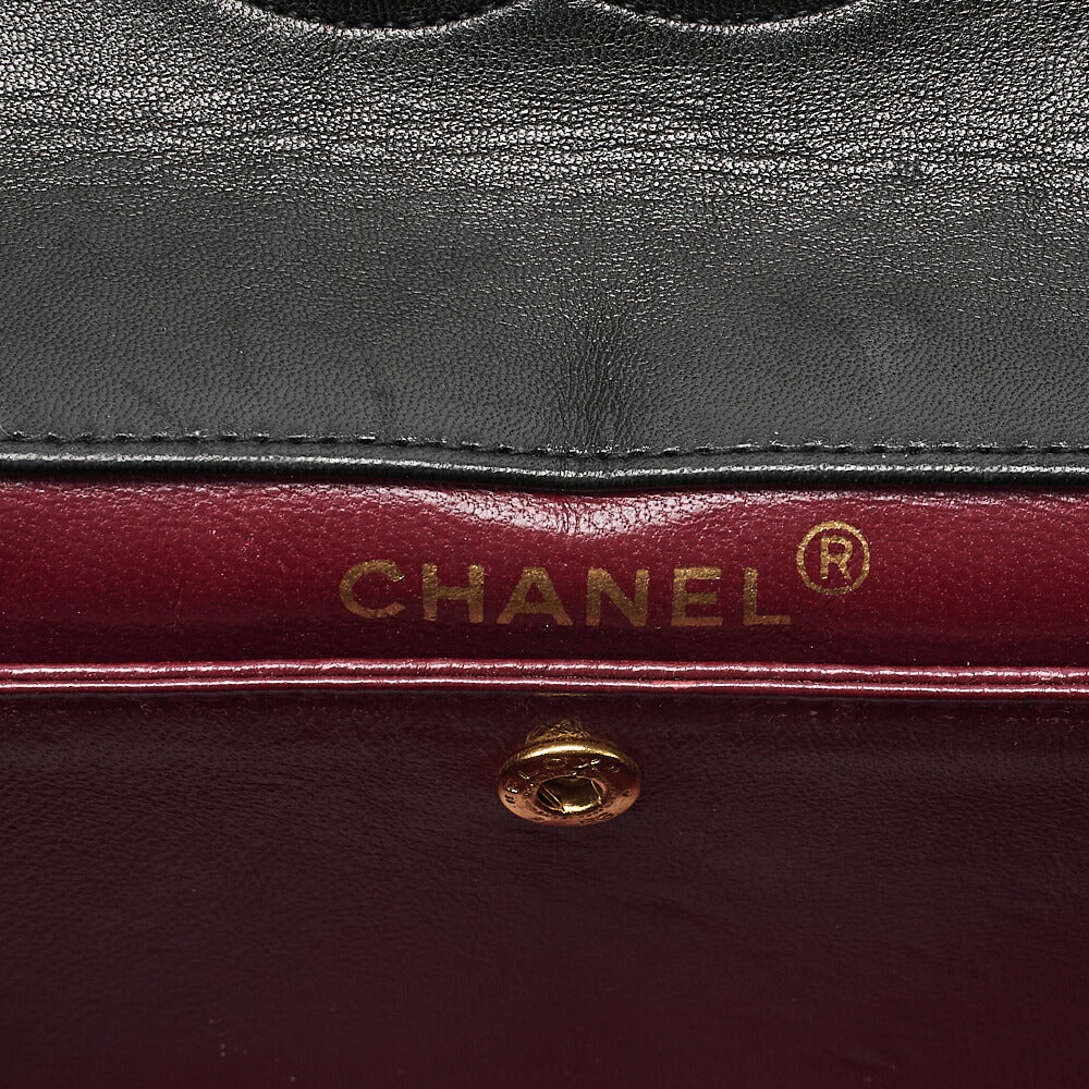 CHANEL Lambskin Matelasse Design Flap Single Chain Shoulder Black Gold-Tone Hardware, Pre-Owned