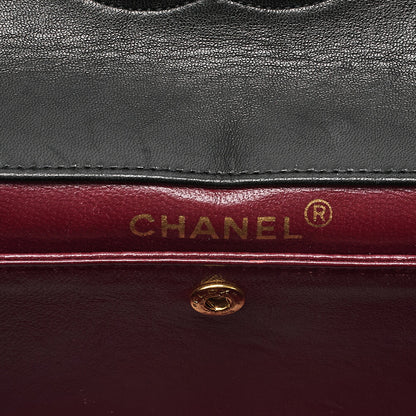 CHANEL Lambskin Matelasse Design Flap Single Chain Shoulder Black Gold-Tone Hardware, Pre-Owned