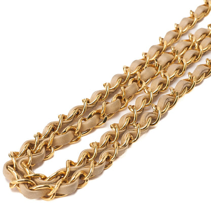CHANEL Chain Shoulder Bag Mini Matelasse 17cm Turn Lock Lambskin Beige Gold-Tone Hardware, Pre-Owned