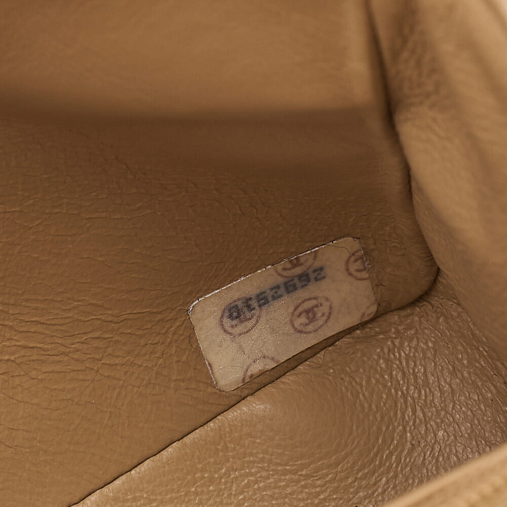 CHANEL Chain Shoulder Bag Mini Matelasse 17cm Turn Lock Lambskin Beige Gold-Tone Hardware, Pre-Owned