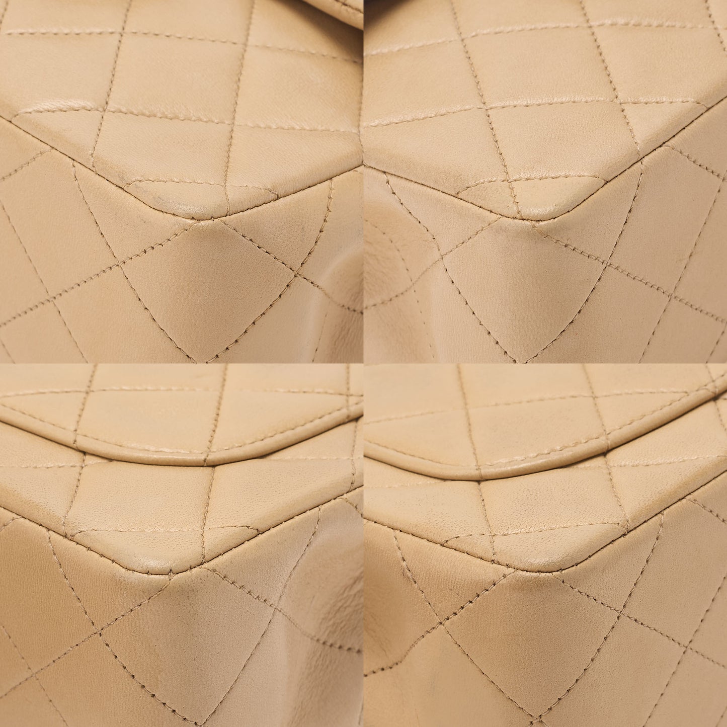 CHANEL Chain Shoulder Bag Mini Matelasse 17cm Turn Lock Lambskin Beige Gold-Tone Hardware, Pre-Owned