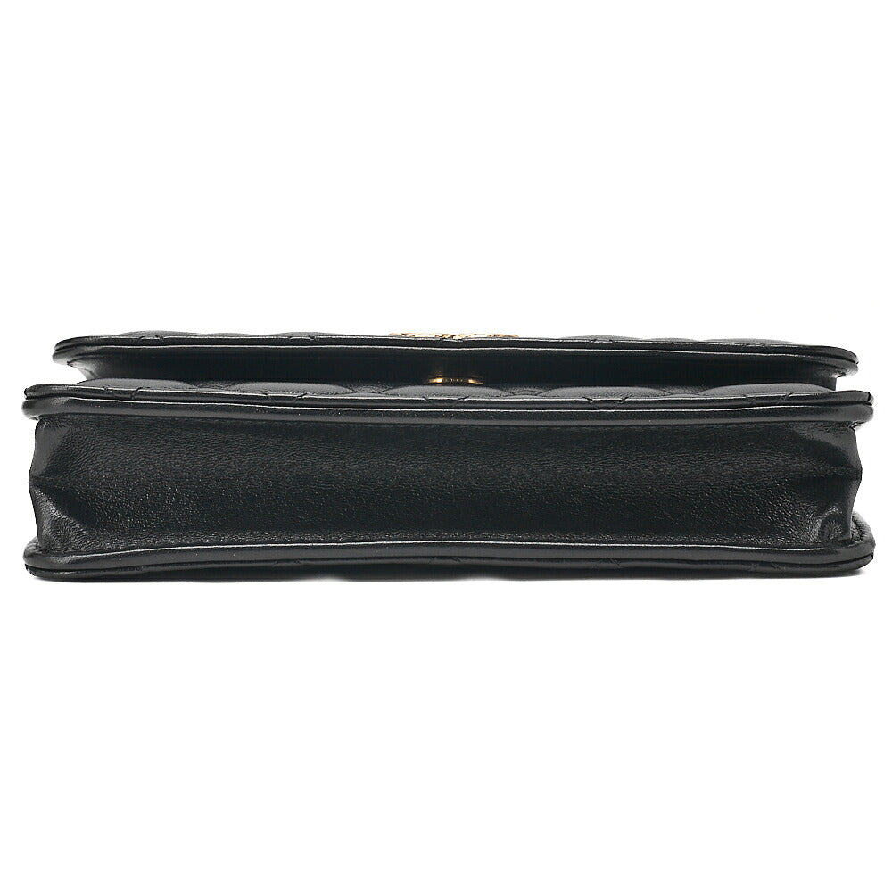 CHANEL Chain Wallet Biju Coco Mark Matelasse Lambskin Black Gold-Tone Hardware, Pre-Owned