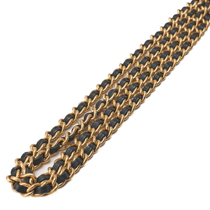 CHANEL Chain Wallet Biju Coco Mark Matelasse Lambskin Black Gold-Tone Hardware, Pre-Owned