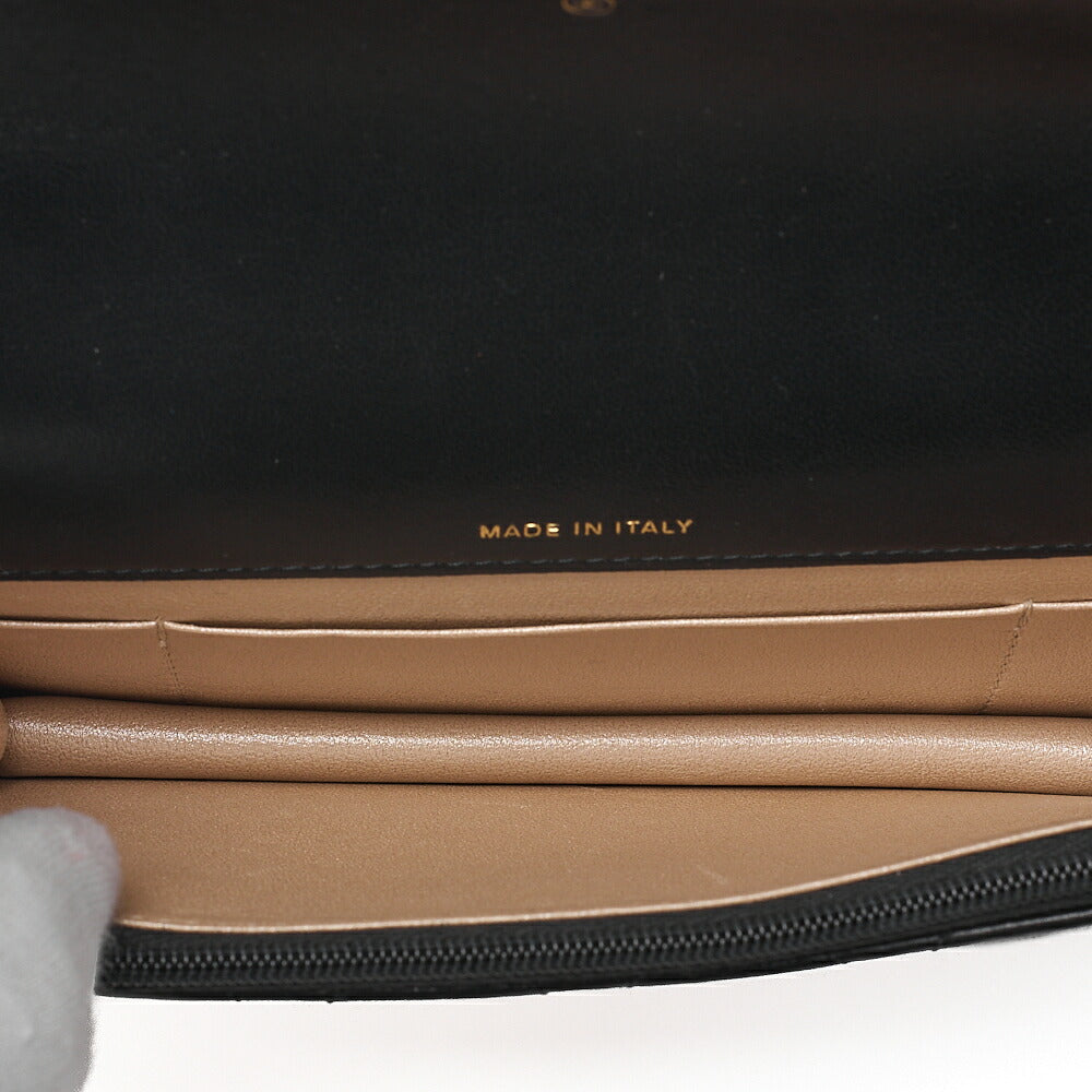 CHANEL Chain Wallet Biju Coco Mark Matelasse Lambskin Black Gold-Tone Hardware, Pre-Owned