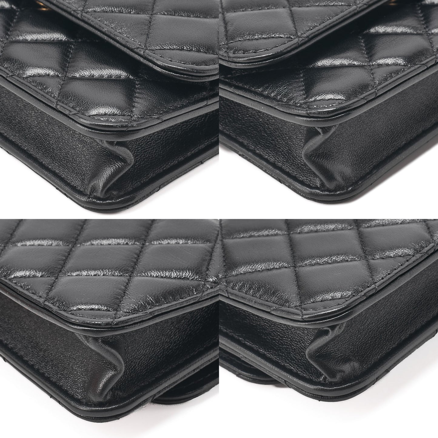 CHANEL Chain Wallet Biju Coco Mark Matelasse Lambskin Black Gold-Tone Hardware, Pre-Owned